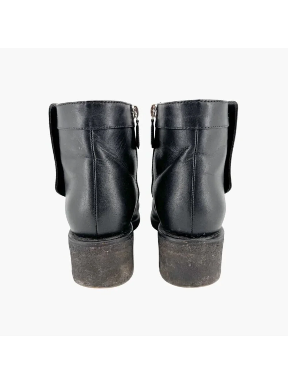 Chanel CC Turnlock Ankle Boot Size 36.5 US 5.5-6 Black Leather Moto Biker Bootie